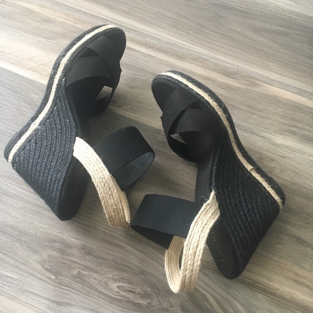 Lauren Ralph Lauren Black Espadrille Wedges 9.5